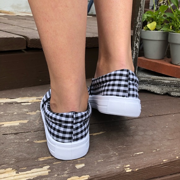 LAST PAIR! Black & White Check Slip On Sneaker - Picture 6 of 8